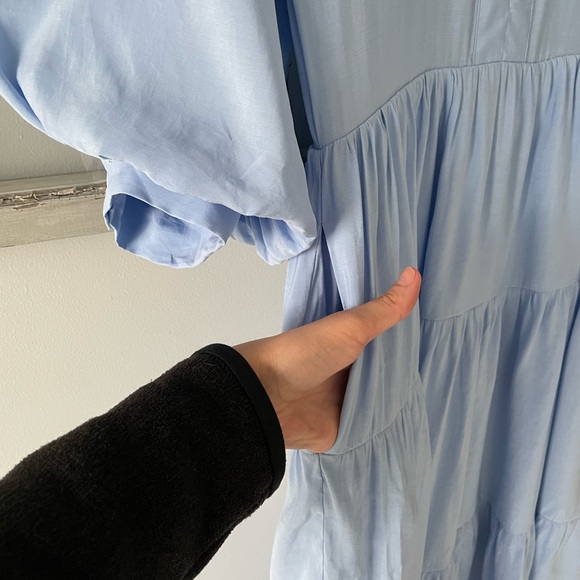 English Factory Balloon Sleeve Tiered Midi Dress - Picture 8 of 13